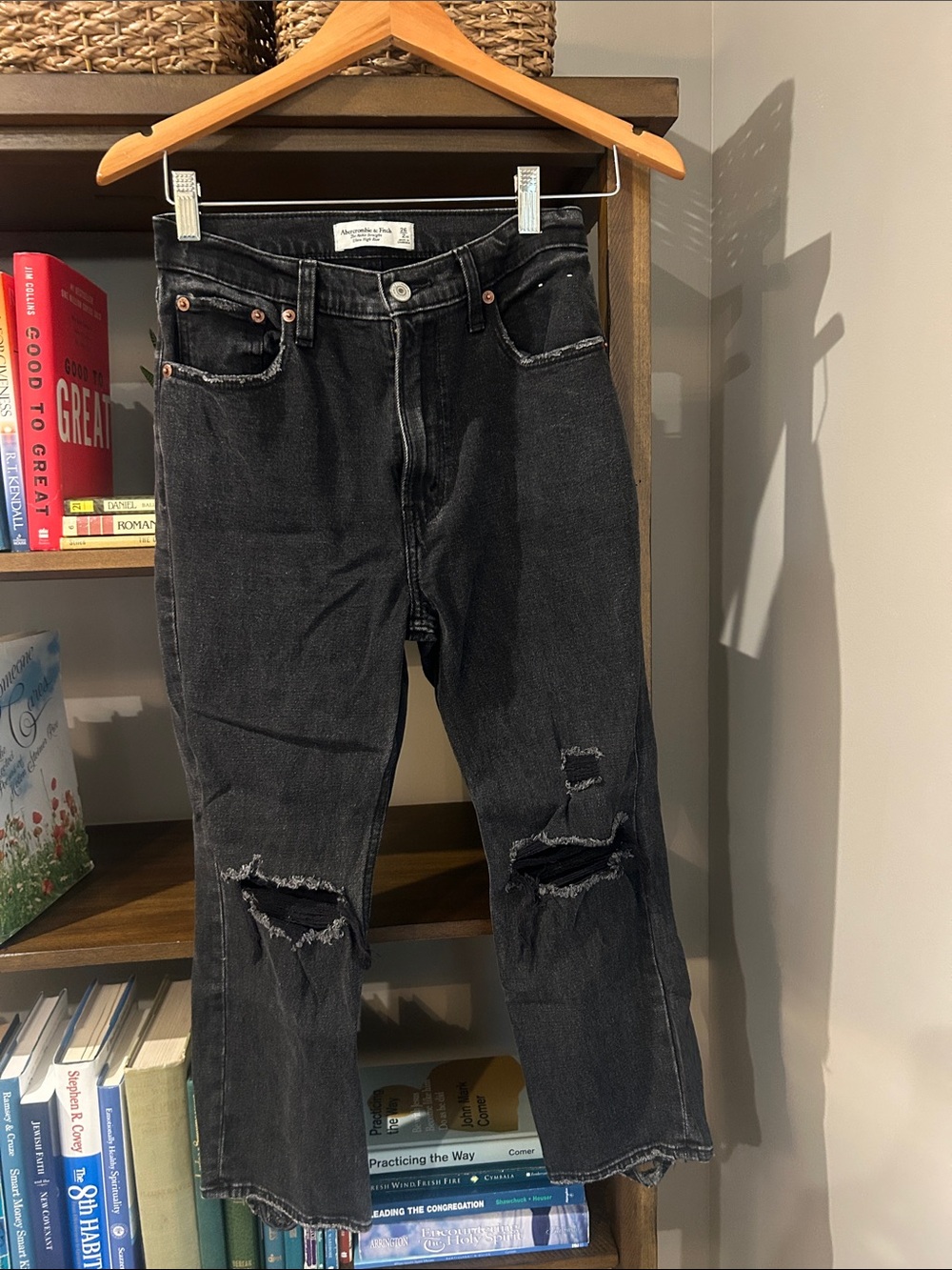 Abercrombie & Fitch Black Distressed Straight Jeans